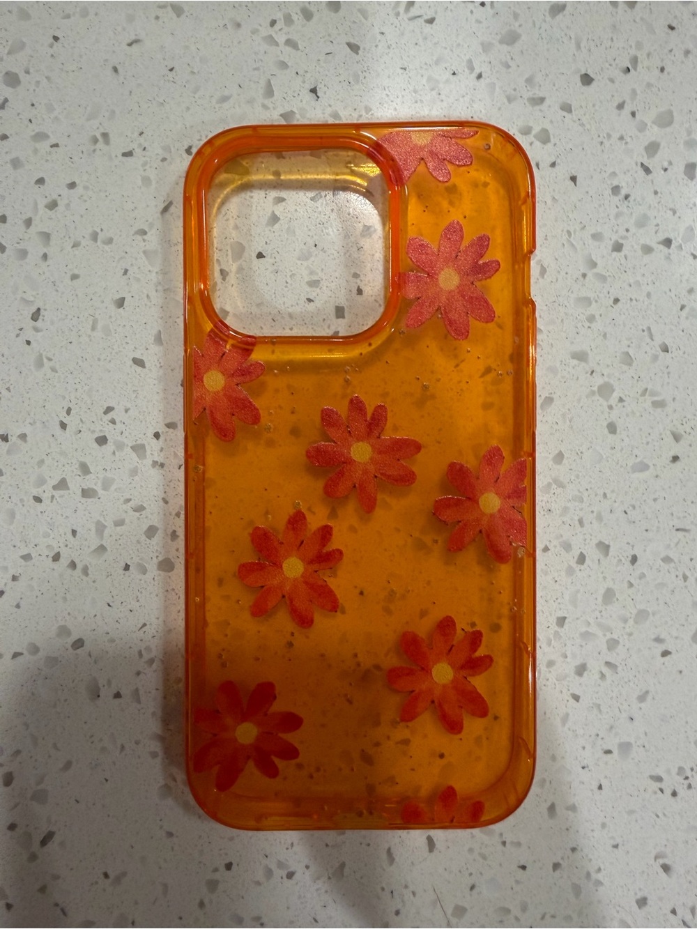 Orange Floral Clear Phone Case - IPhone 14 Pro
